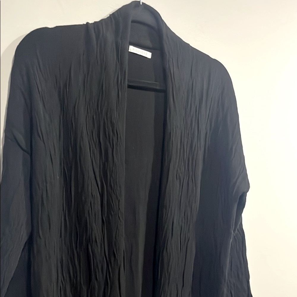 Long Black Crepe Duster Cardigan by pisonero one size